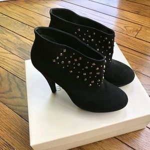 BCBG, BG-MODEL Black Suede Studded Booties, 7.5M
